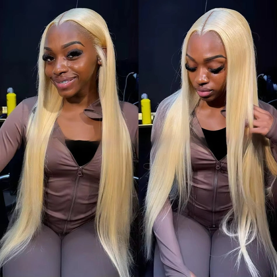 12-40Inch 613 Blonde Straight Human Hair Wigs DIY Colors